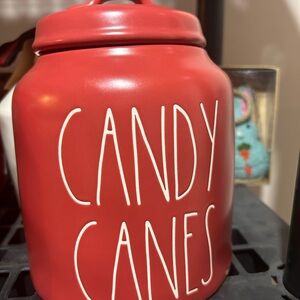Rae Dunn matte Red Candy Canes Jar VHTF